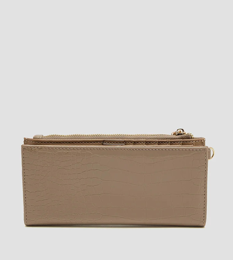 ANNE KLEIN  Anne Klein Croc Textured Zippered Bi-fold Wallet for Women | Best Price UAE